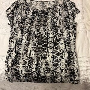 Women's Black and White Snake Print Top